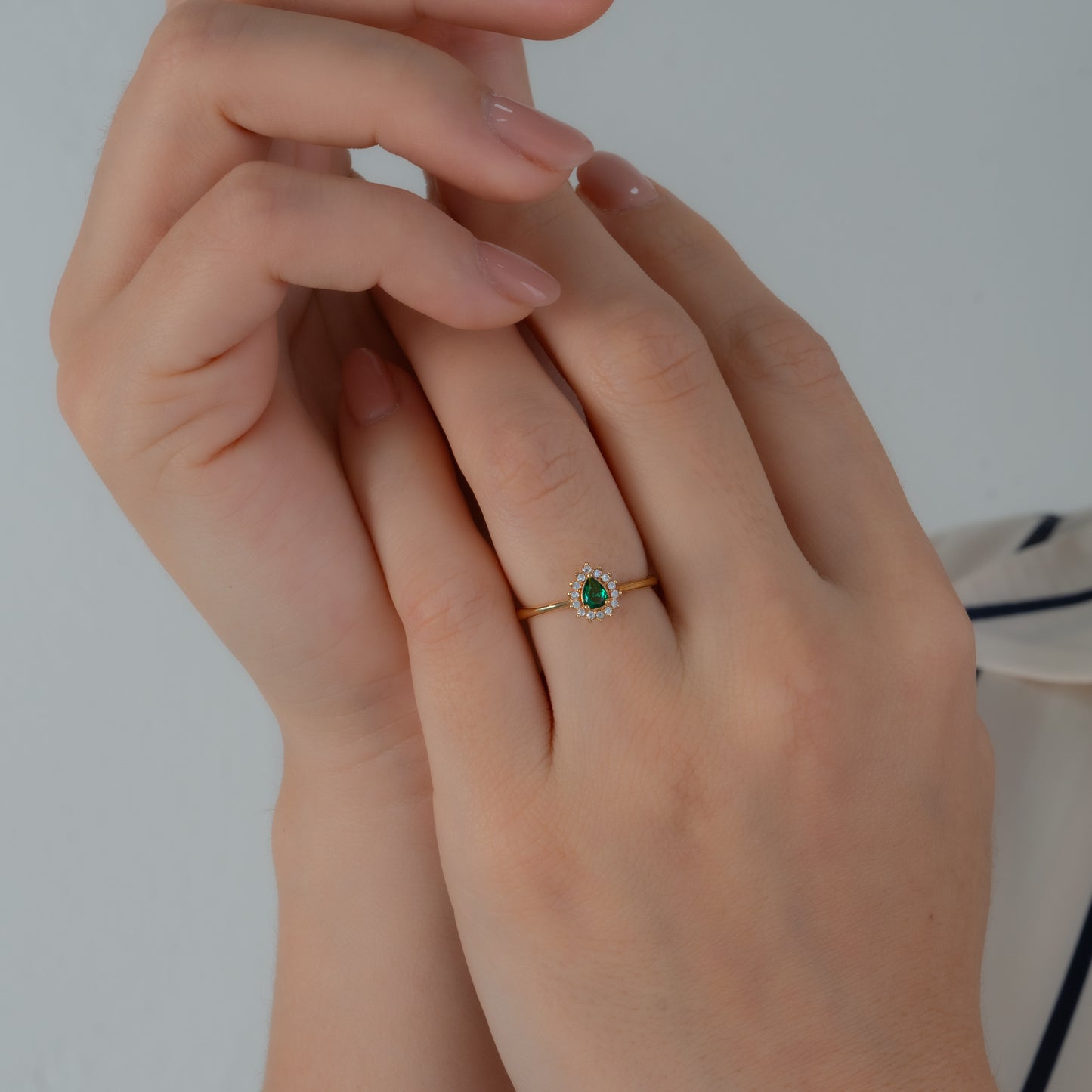 Anillo Gota Verde Talla 5 3/4