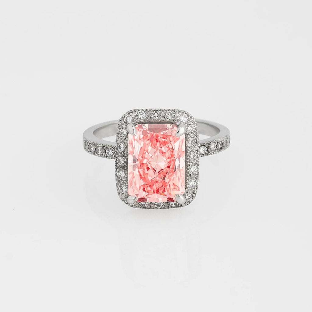 Anillo Diamantes Lab. Rosa