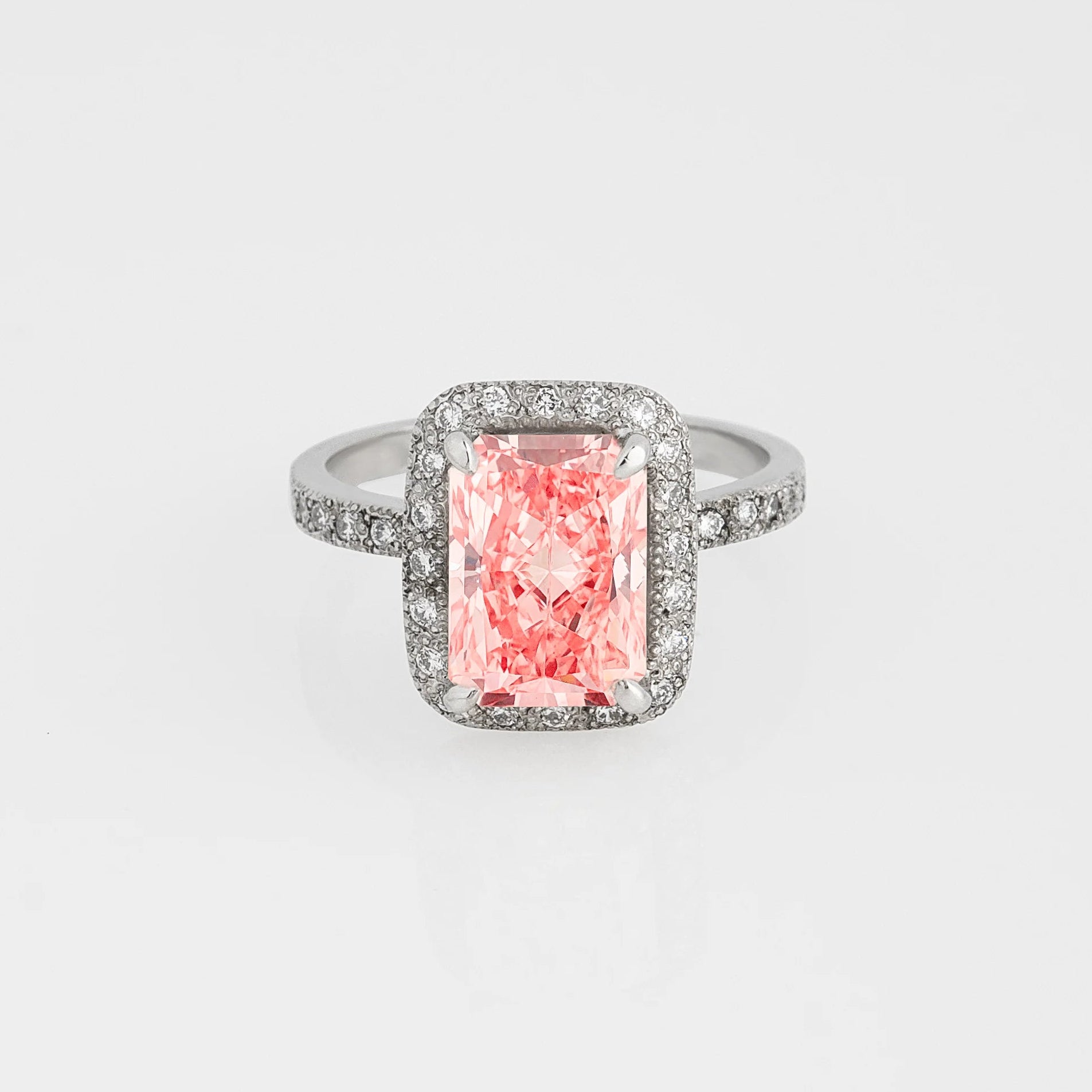 Anillo Diamantes Lab. Rosa
