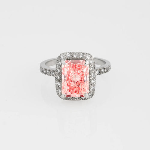 Anillo Diamantes Lab. Rosa