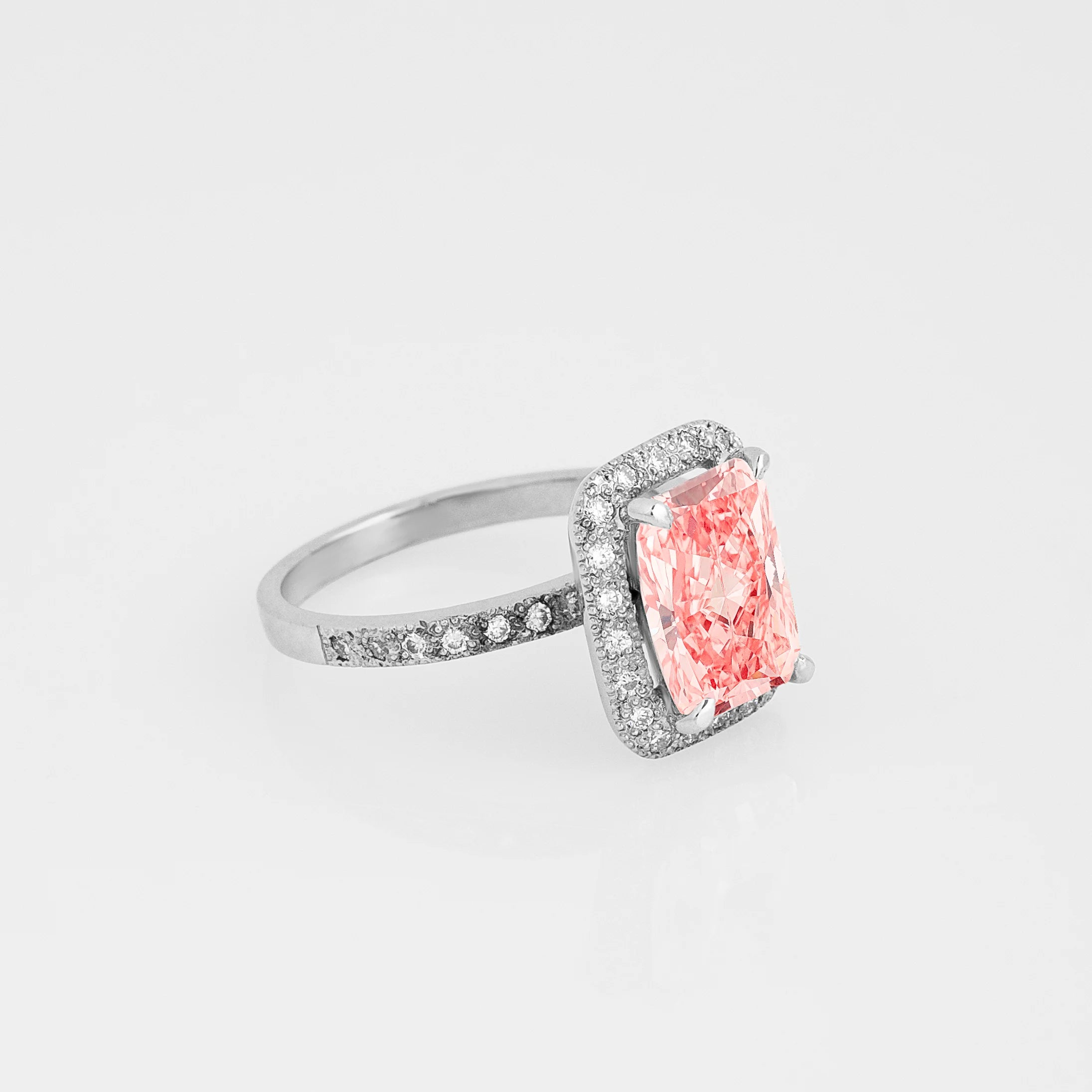 Anillo Diamantes Lab. Rosa
