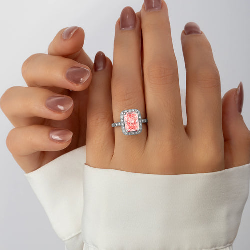 Anillo Diamantes Lab. Rosa