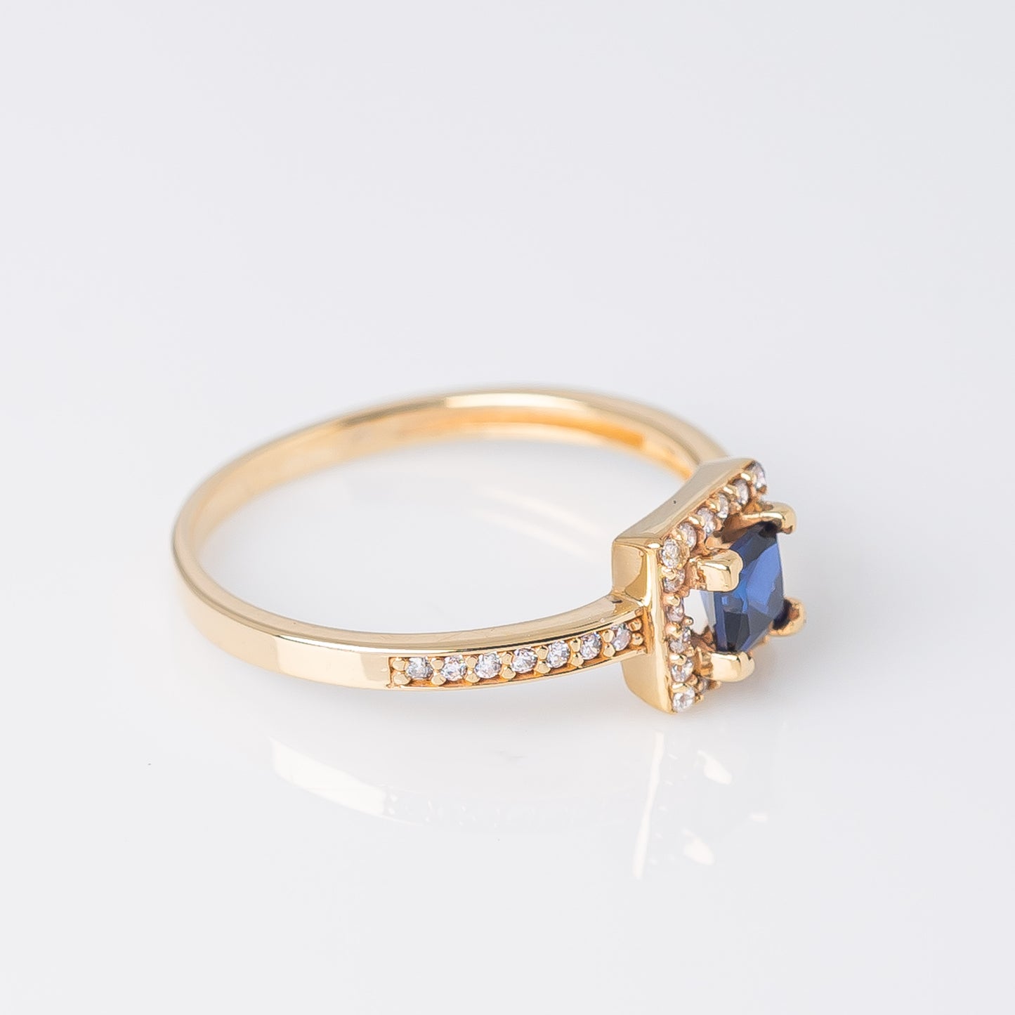 Anillo Cuadrado Azul Talla 7 3/4