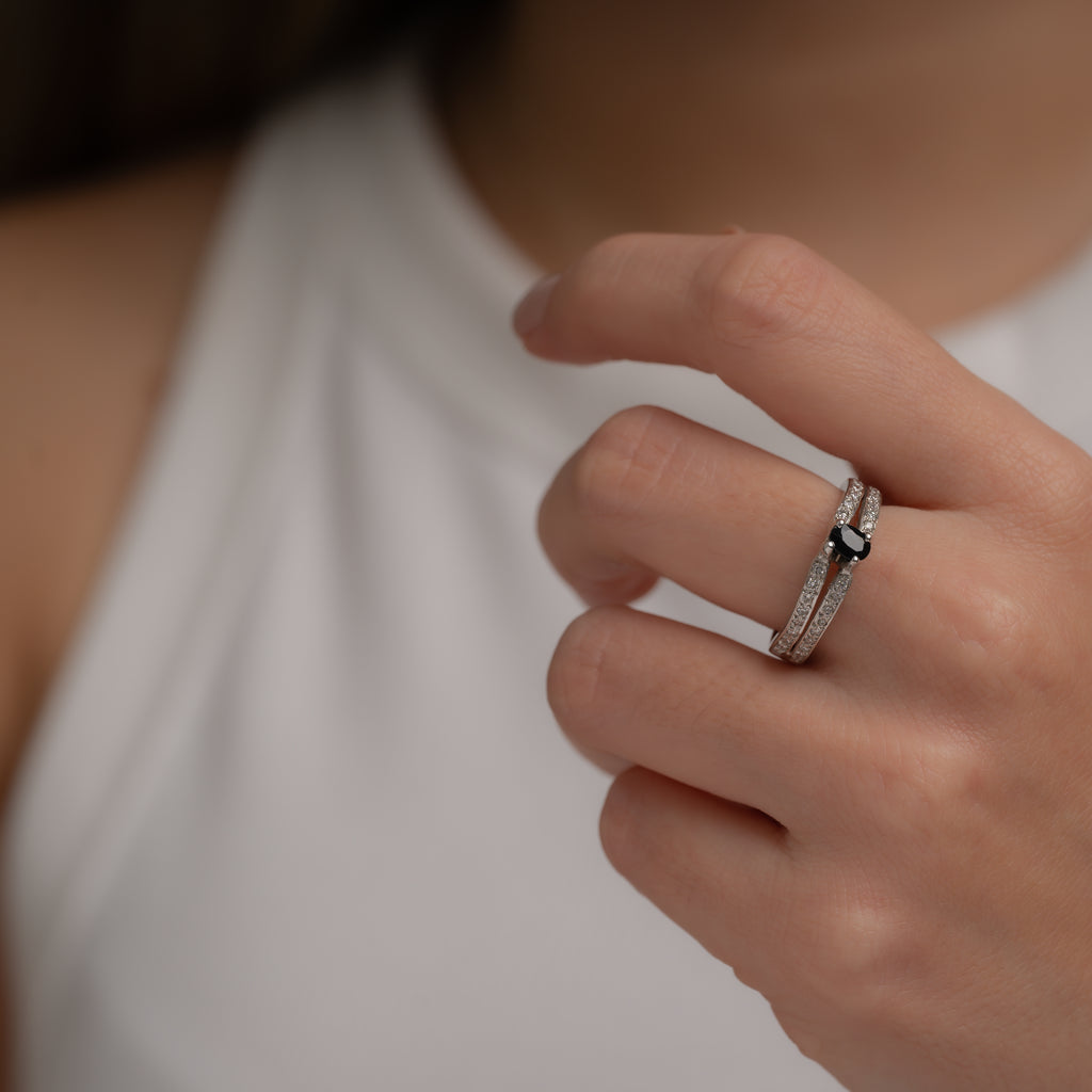Anillo Zafiro & Diamantes Talla 9 1/4