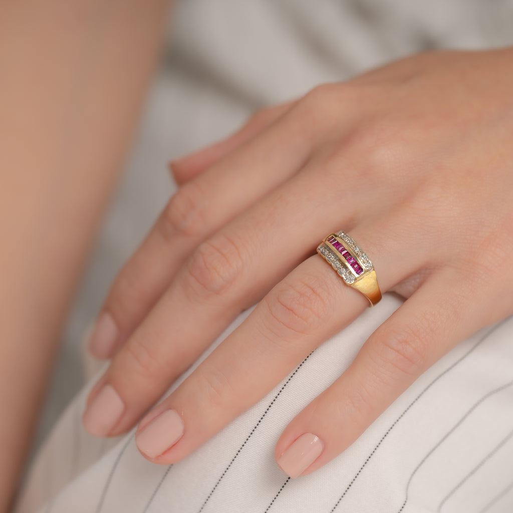 Anillo Rubi & Diamantes Talla 5 3/4