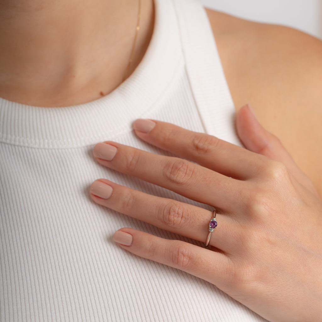 Anillo Rubi & Diamantes Talla 7 1/2