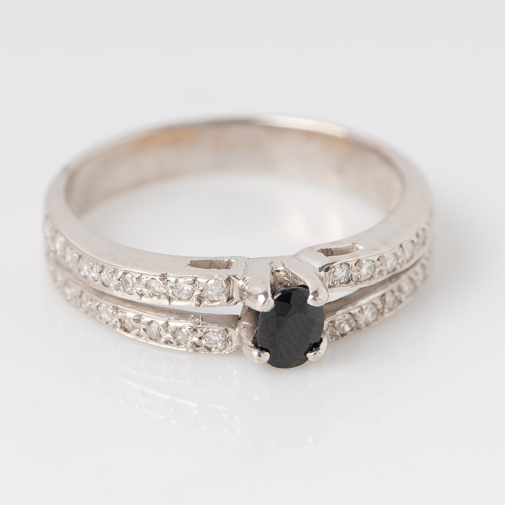 Anillo Zafiro & Diamantes Talla 9 1/4