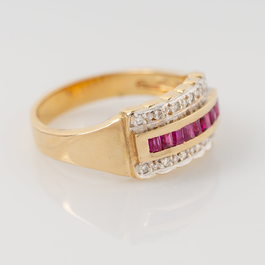 Anillo Rubi & Diamantes Talla 5 3/4