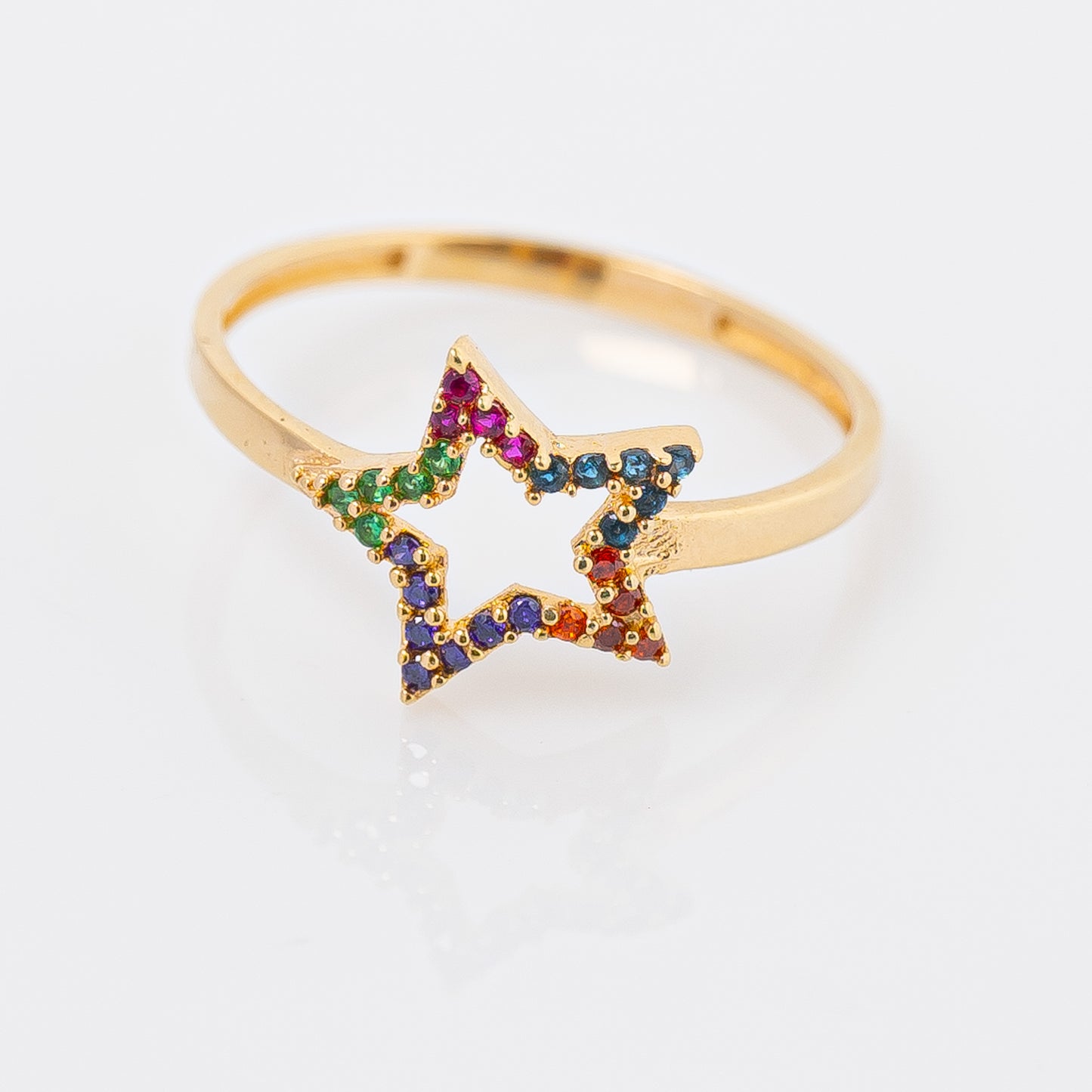 Anillo Estrella Arcoiris Talla 7 1/2