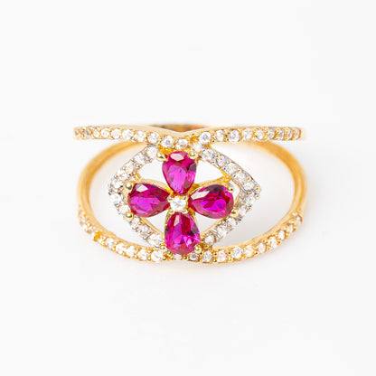 Anillo Flor Fucsia Talla 7