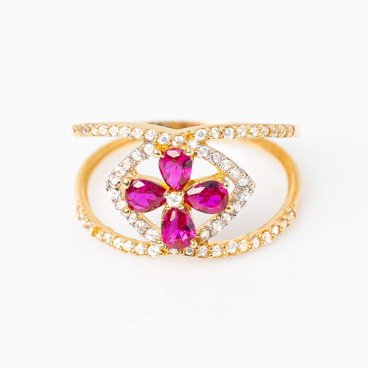 Anillo Flor Fucsia Talla 7