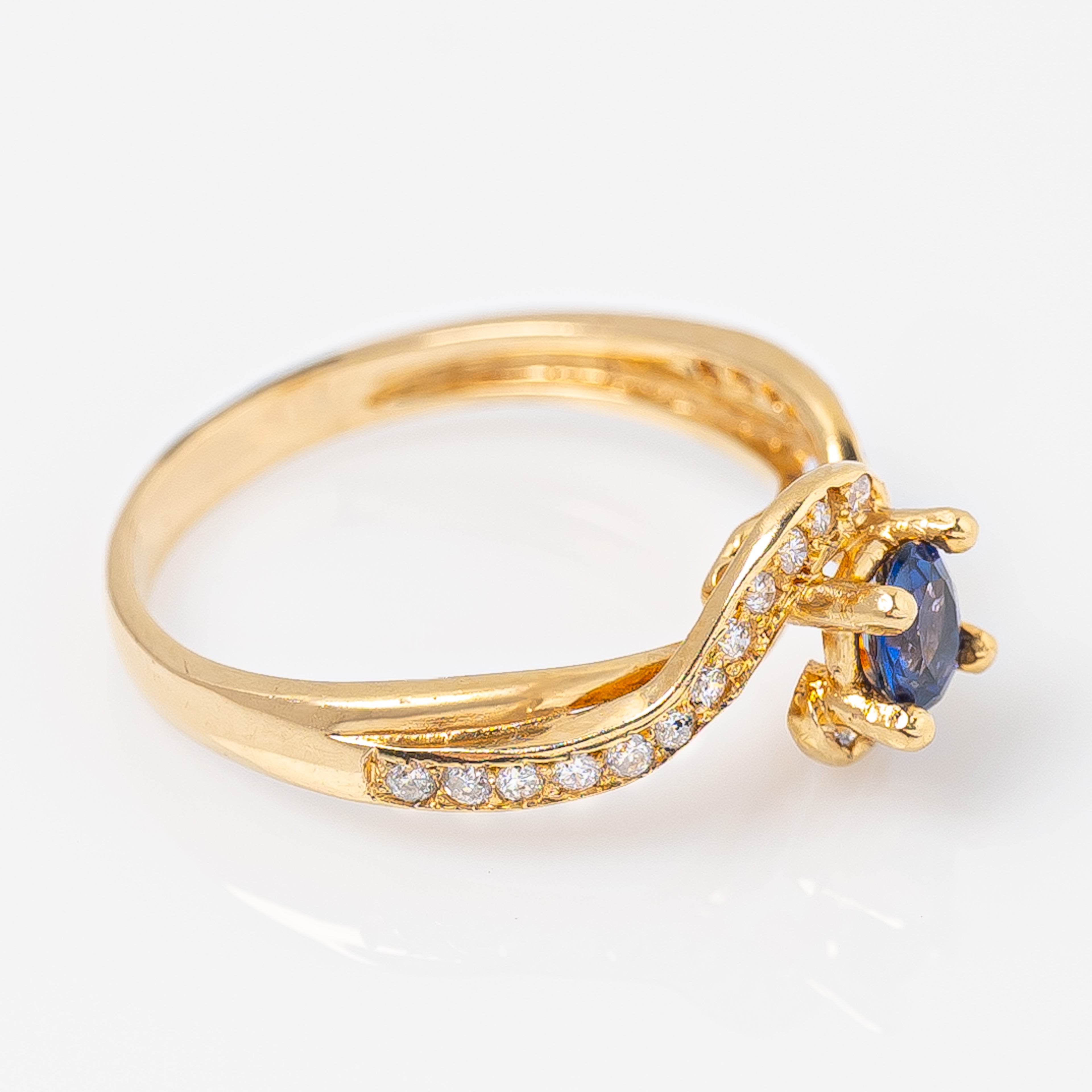 Anillo Zafiro & Diamantes Talla 6