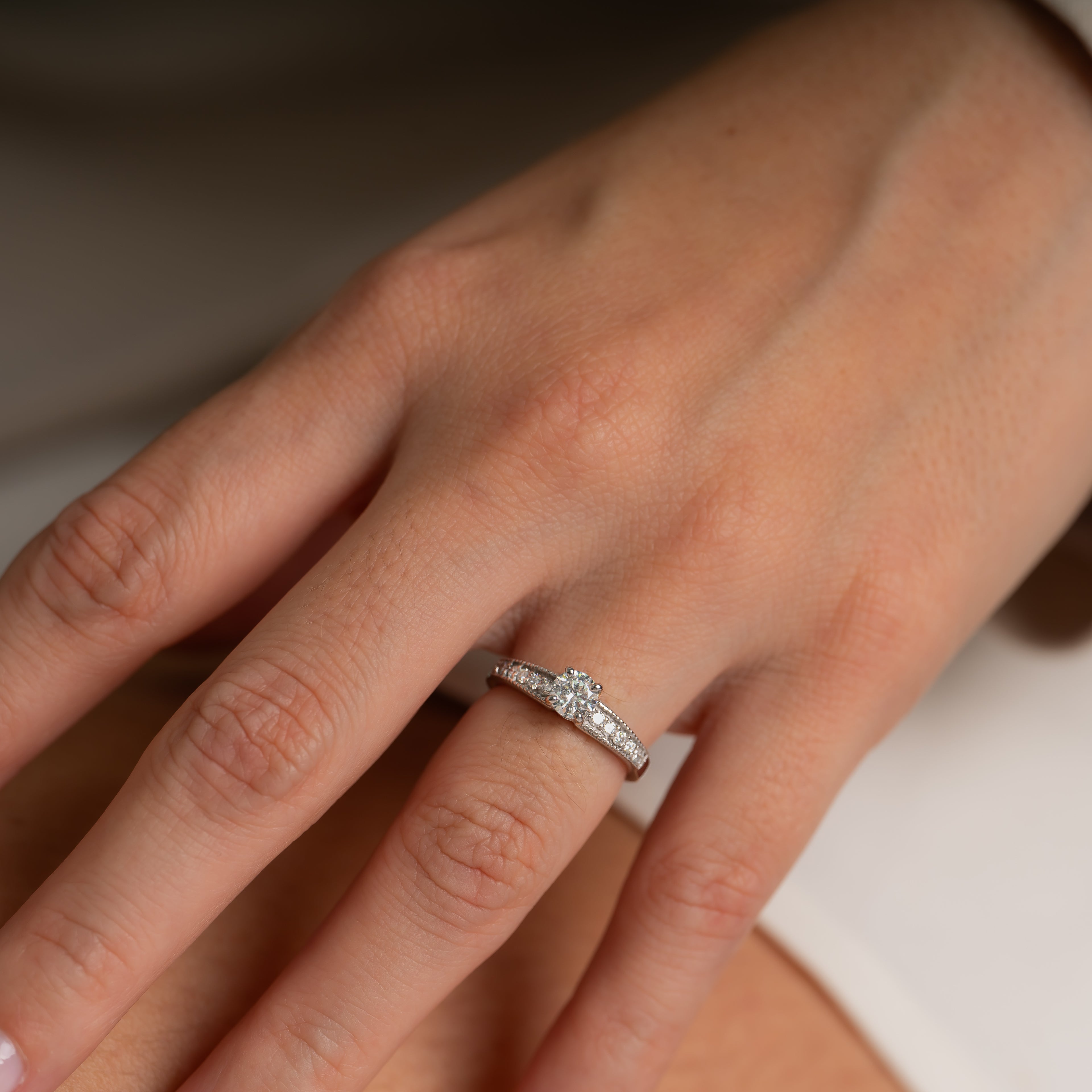 Anillo Compromiso Diamantes  Nat Talla 5