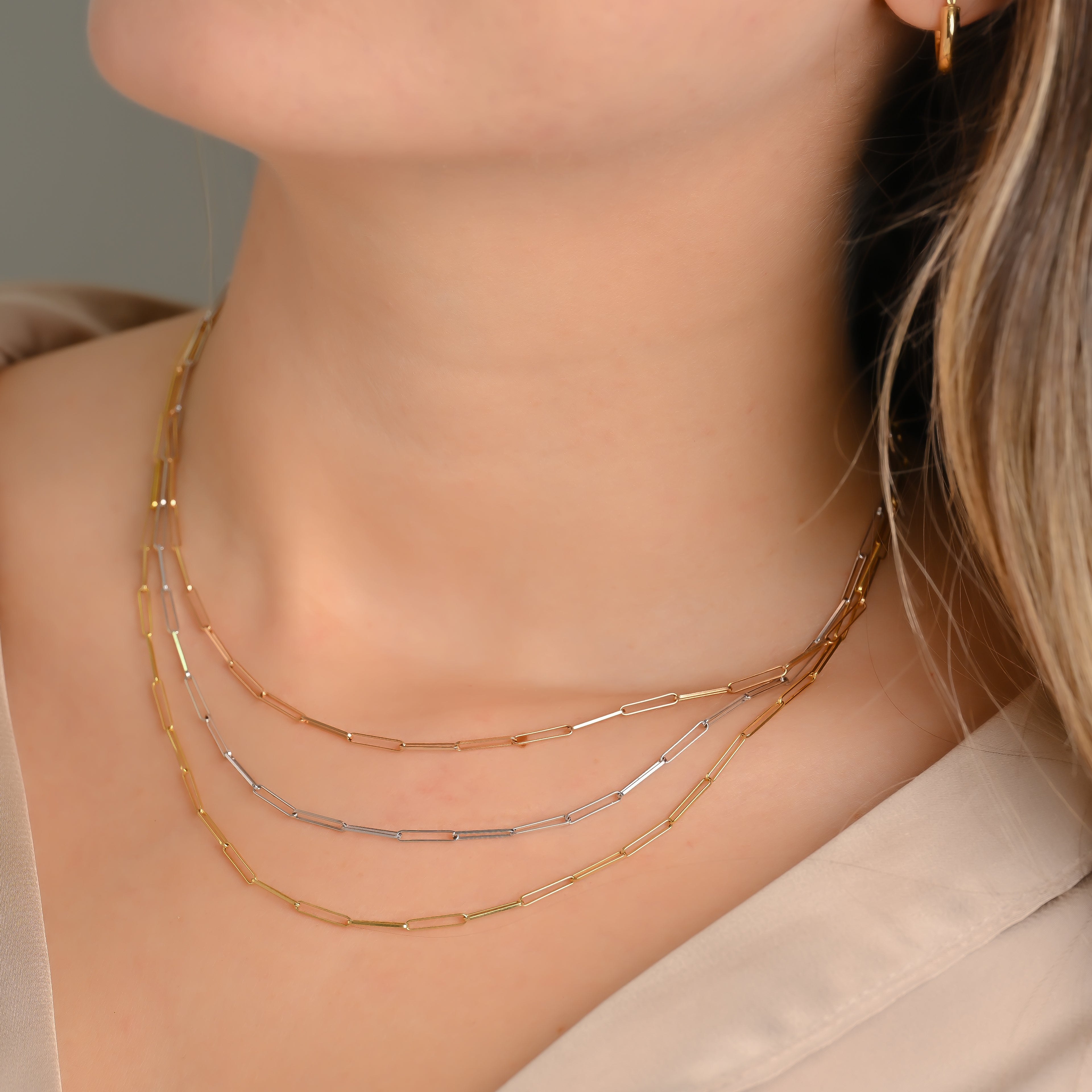 Cadena Paper Clip Tres Oros