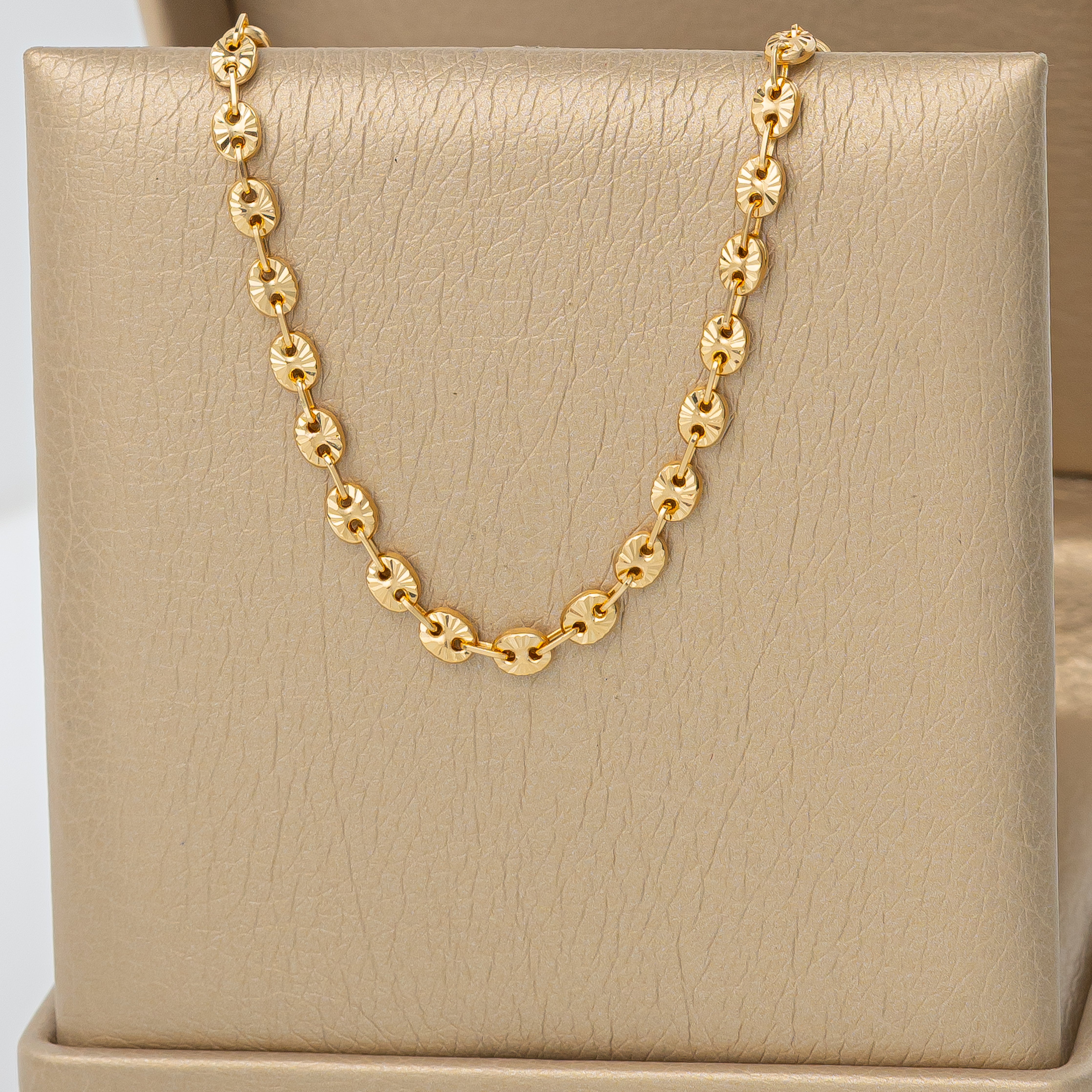 Cadena Tejido Eslabón Diamantado45cm – La Guaca Joyeros
