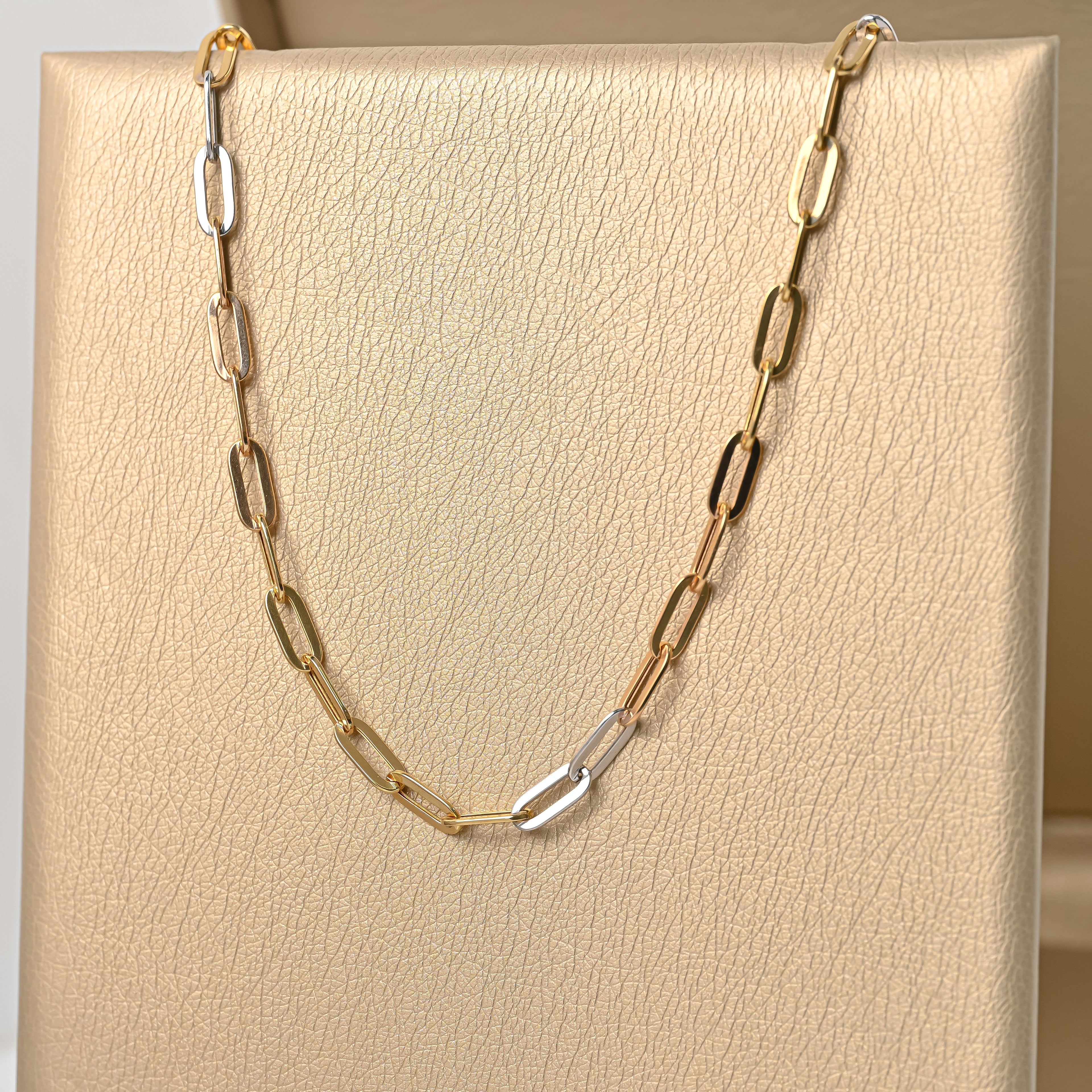 Cadena Paper Clip Tres Oros 45cm