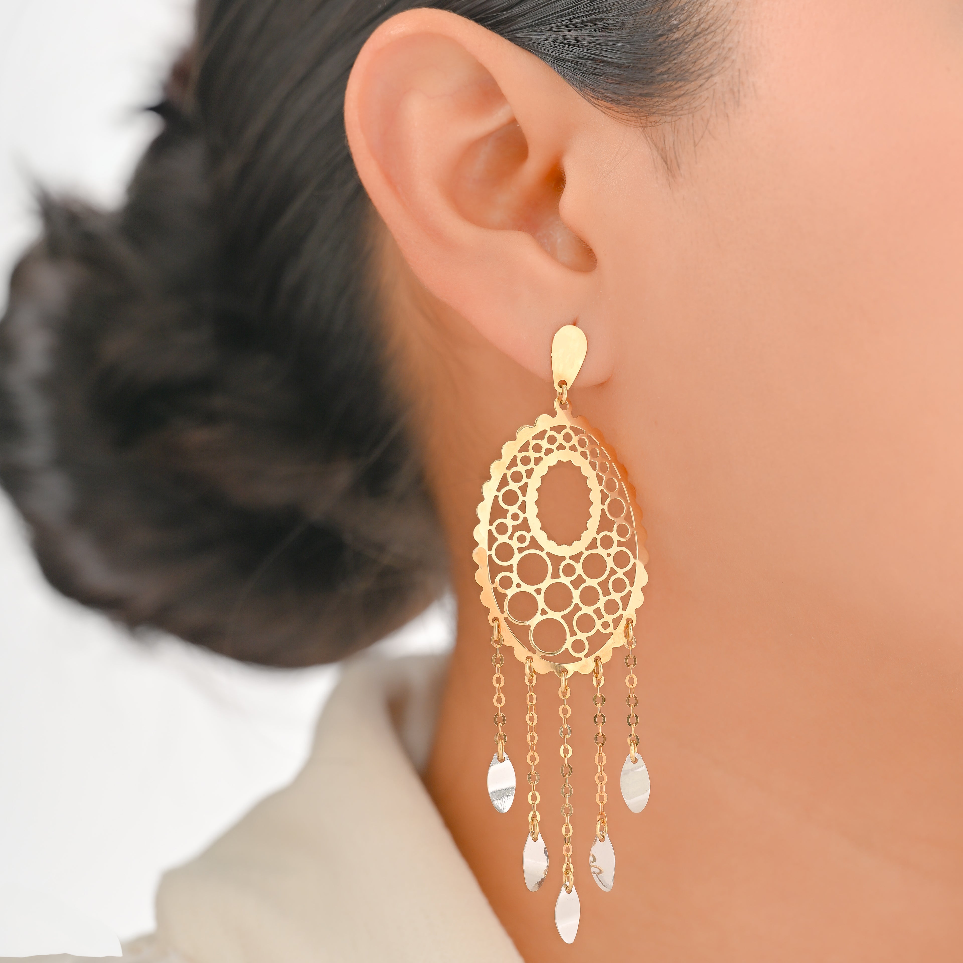 Aretes Colgantes Filigrana 8cm