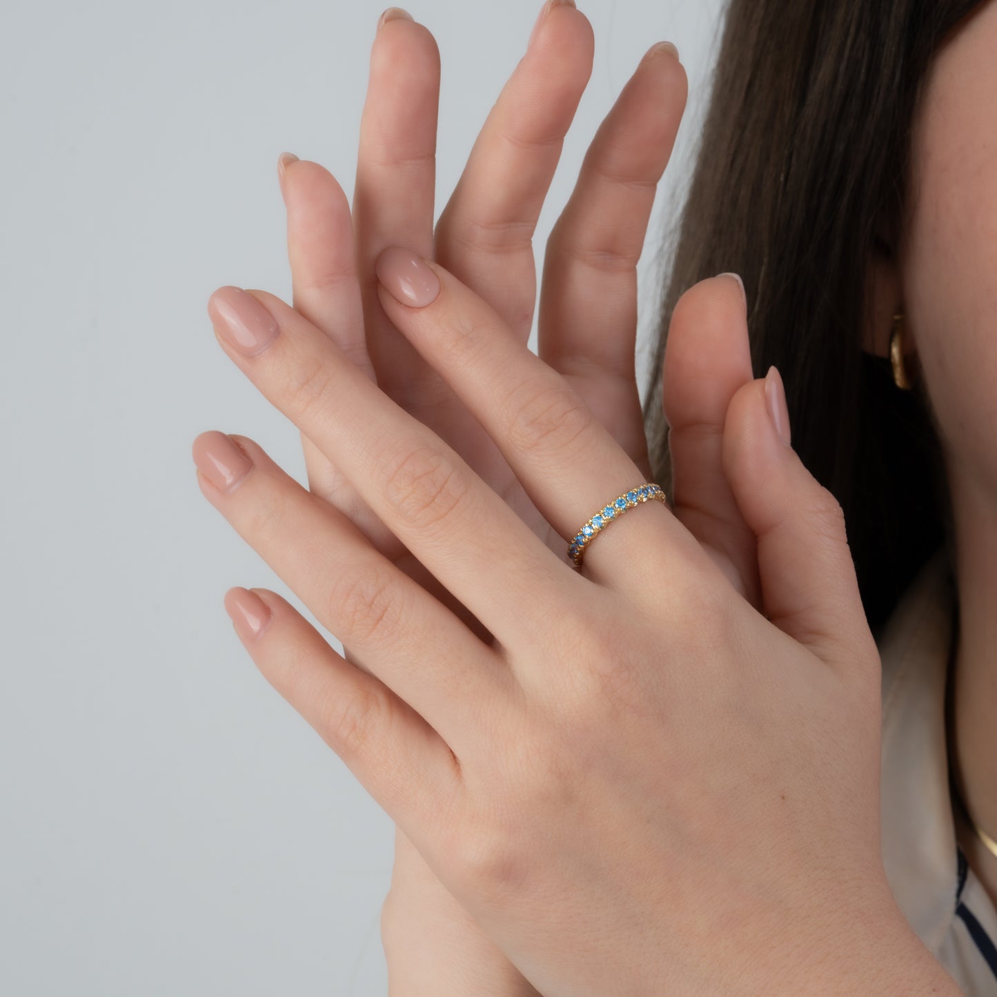 Anillo Churumbela Celeste Talla 6 3/4