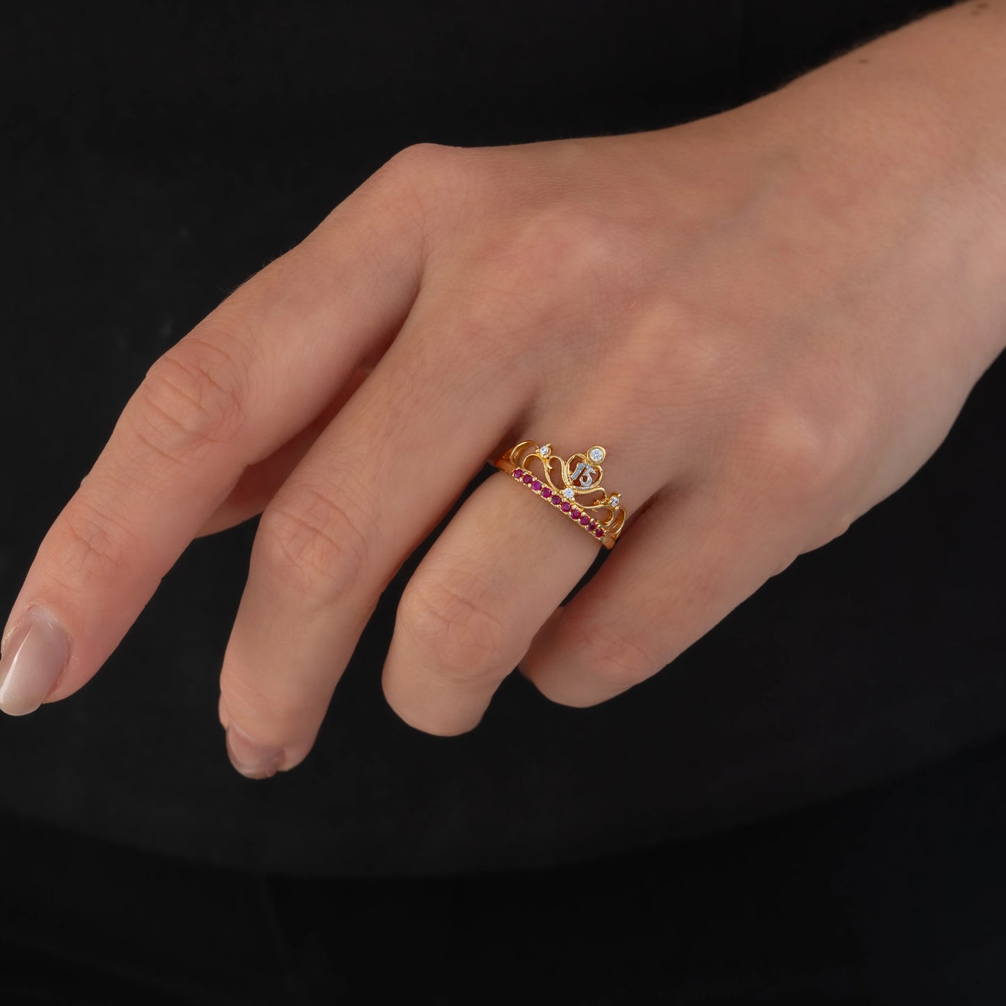 Anillo Quince Fucsia Talla 5 1/4