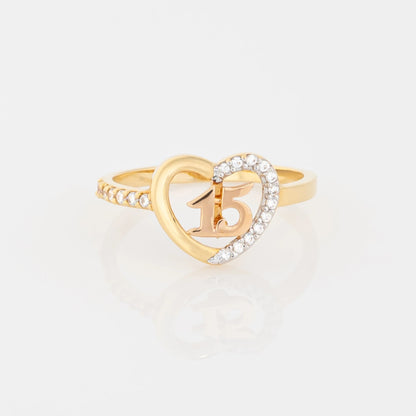 Anillo Quince Corazon Talla 6 1/4