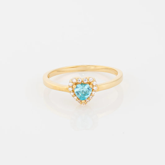 Anillo Corazon Celeste Talla 6 1/2