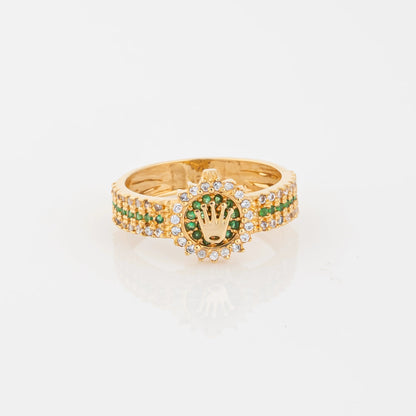 Anillo Corona Verde Talla 7