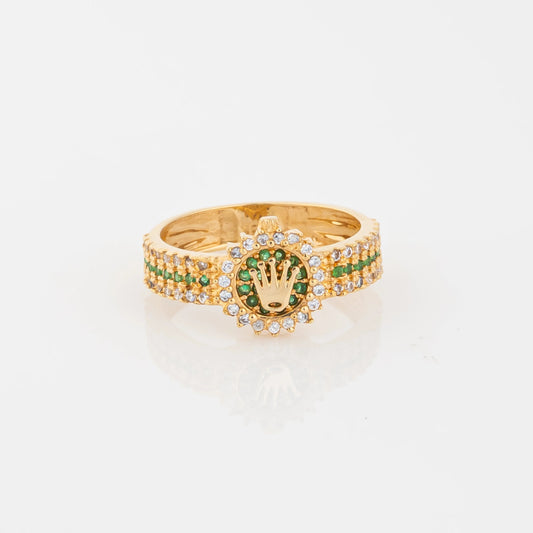 Anillo Corona Verde Talla 7