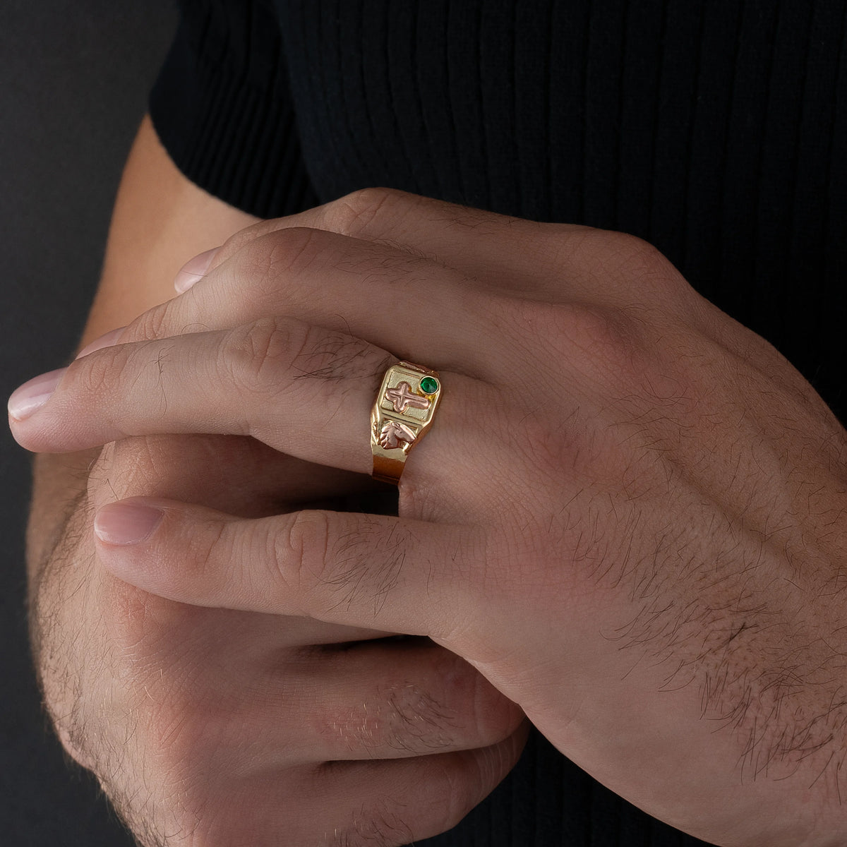 Anillo Cruz & Caballo Talla 9 1/2