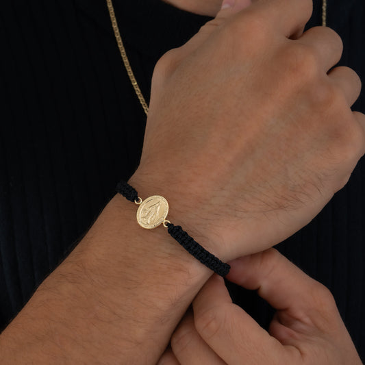 Pulsera Tejida+Dije Virgen