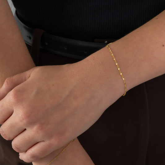 Pulsera Hojuelas De Oro 18cm