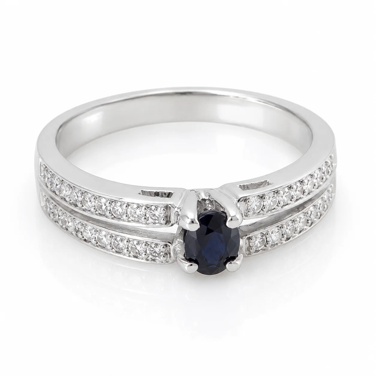 Anillo Zafiro & Diamantes Talla 9 1/4