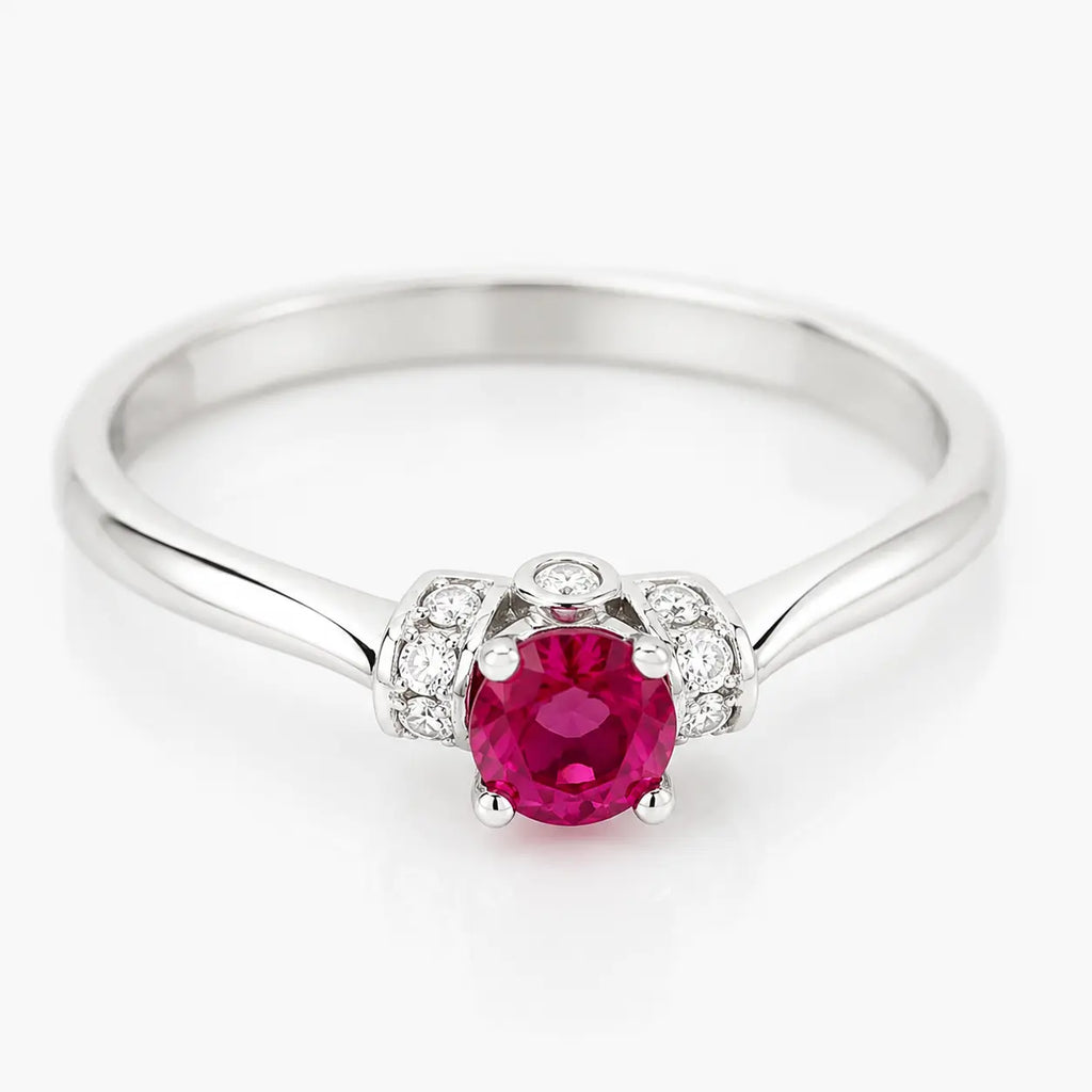 Anillo Rubi & Diamantes Talla 7 1/2