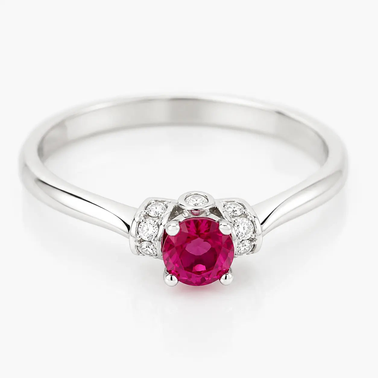 Anillo Rubi & Diamantes Talla 7 1/2
