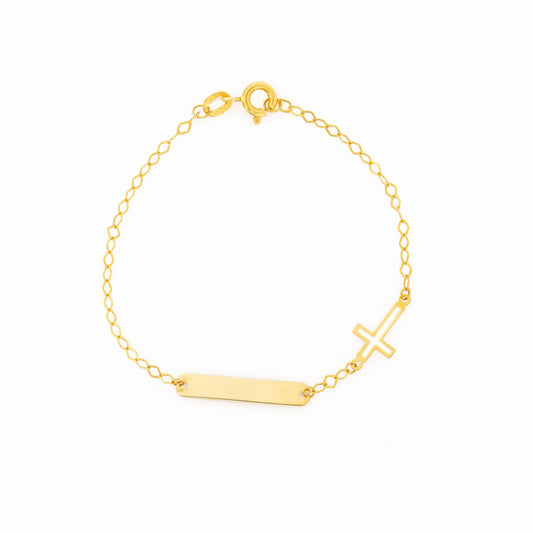 Pulsera Placa & Cruz