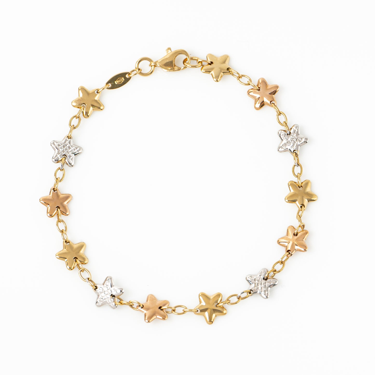 Pulsera Estrellas Tres Oros 19cm