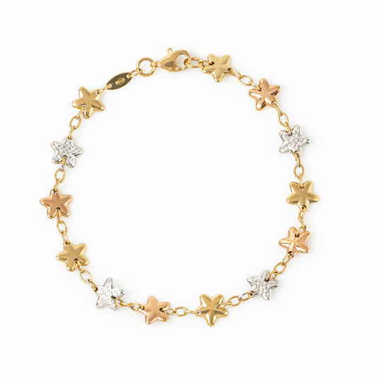 Pulsera Estrellas Tres Oros 19cm