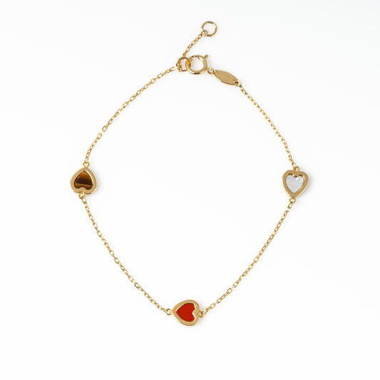 Pulsera Corazones Opalo 18cm