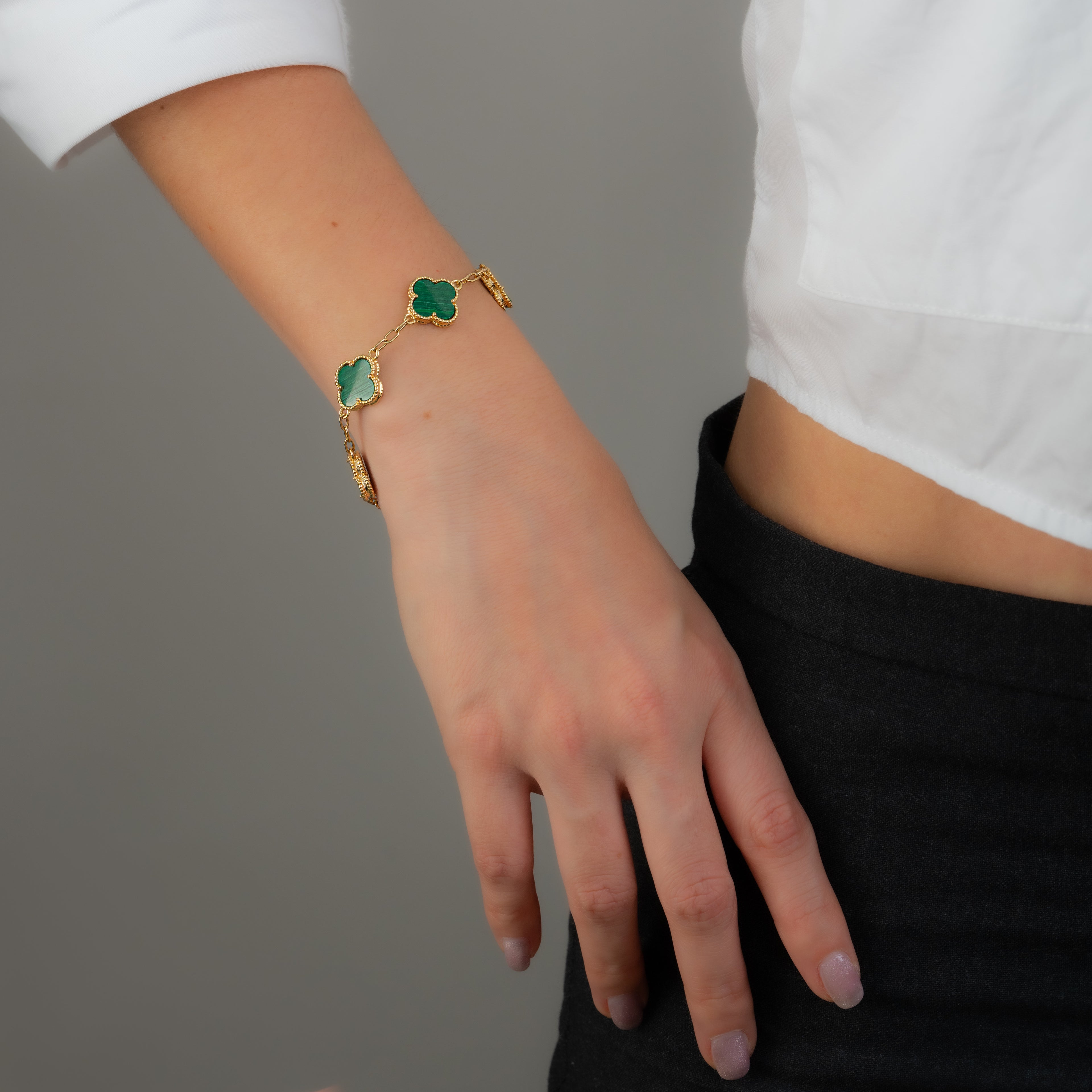 Pulsera Trébol Verde 17cm