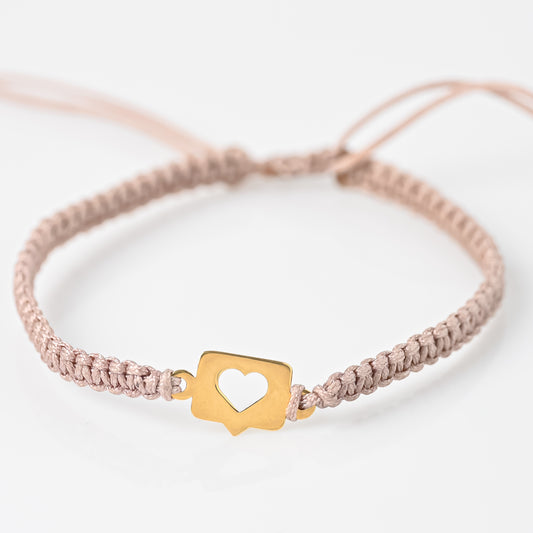 Pulsera Tejida + Dije Carta De Amor