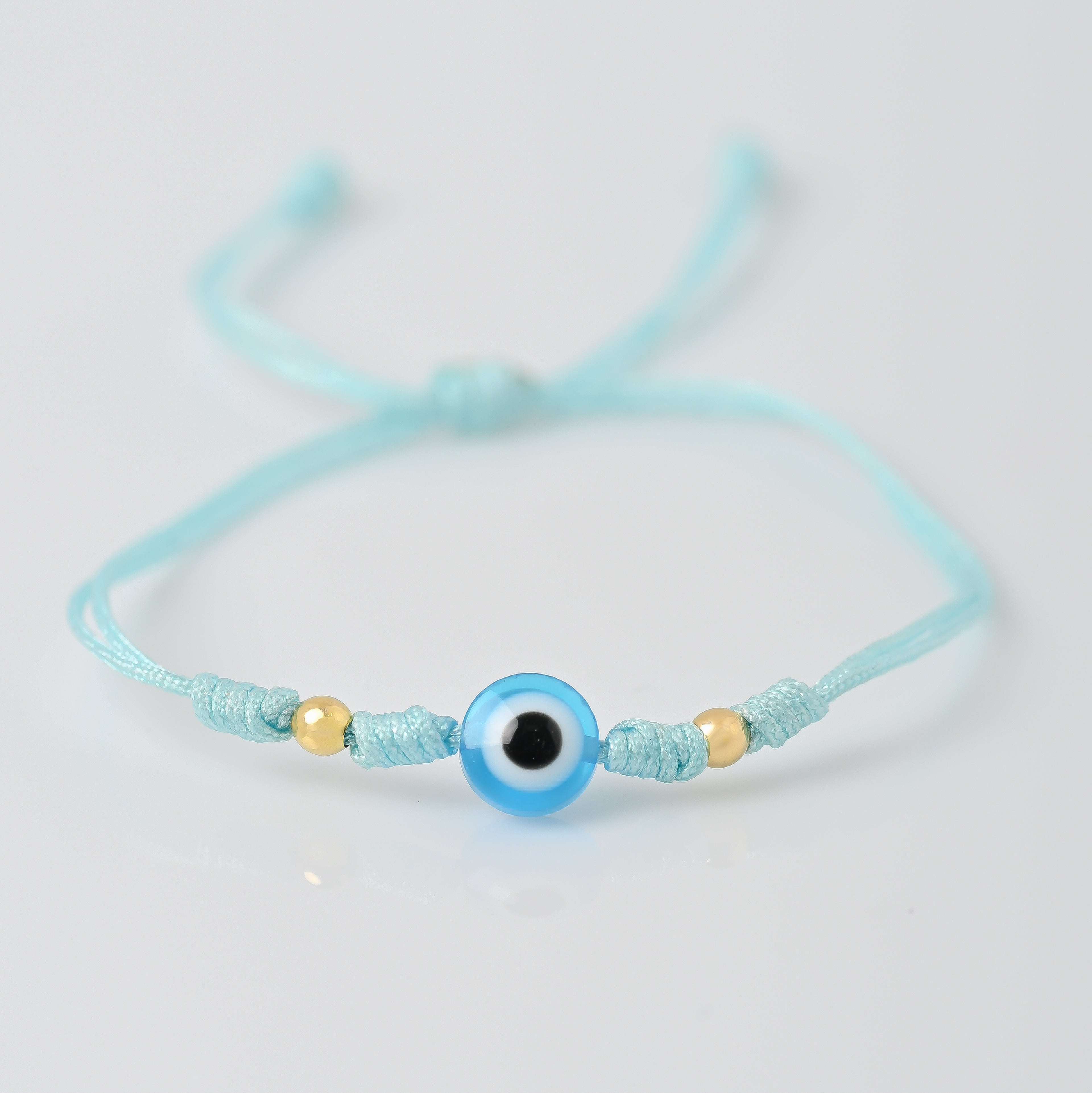 Pulsera Tejida Ojo Turco Celeste
